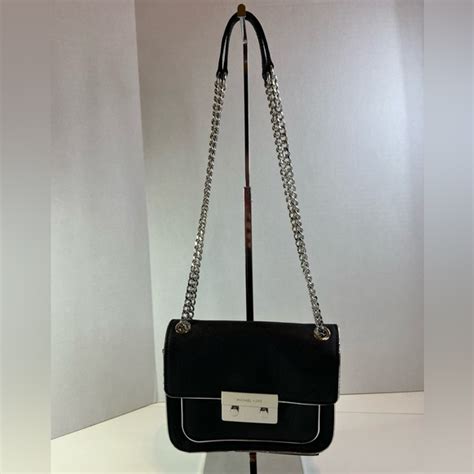 Michael Kors Sloan Specchio Silver Black Saffiano Leather 